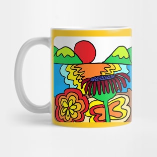 On the beach at sunset Mug